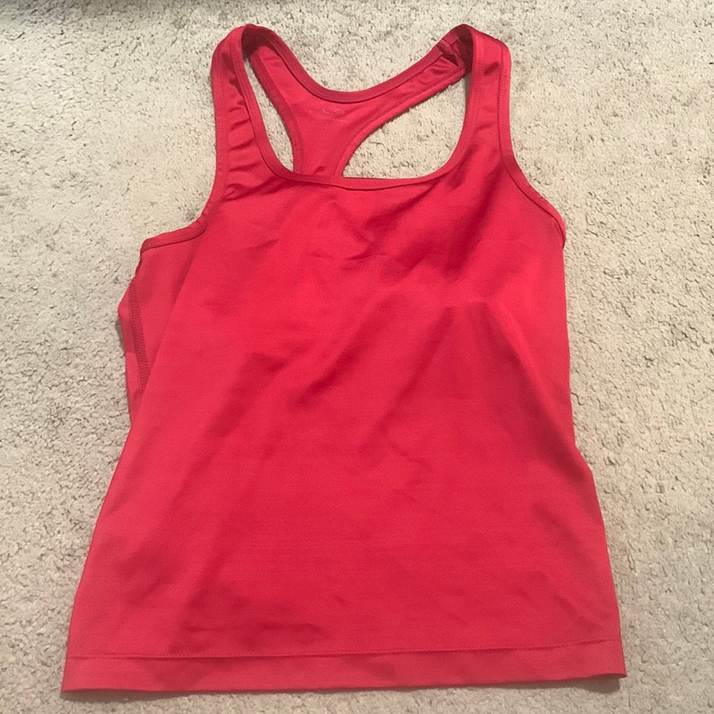 Champion red workout tank with built in bra - size l